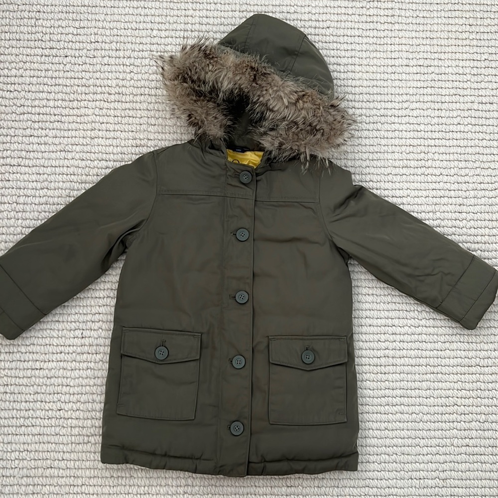 Baby Gap cozy anorak parka with detachable fur trim hood